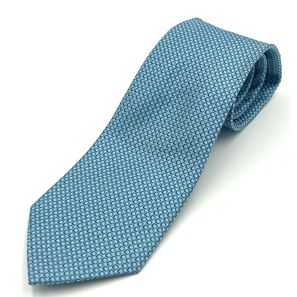Geoffrey Beene 100% Silk Skinny Long Men's Neck Tie Tonal Blue Circles 3W x 61L